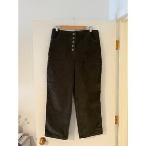 ✨ House of Harlow 1960 Dark Green Corduroy Pants | High Rise Button Front